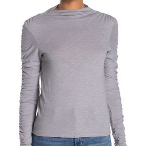 STATESIDE Ruched Sleeve Lightweight Knit Top